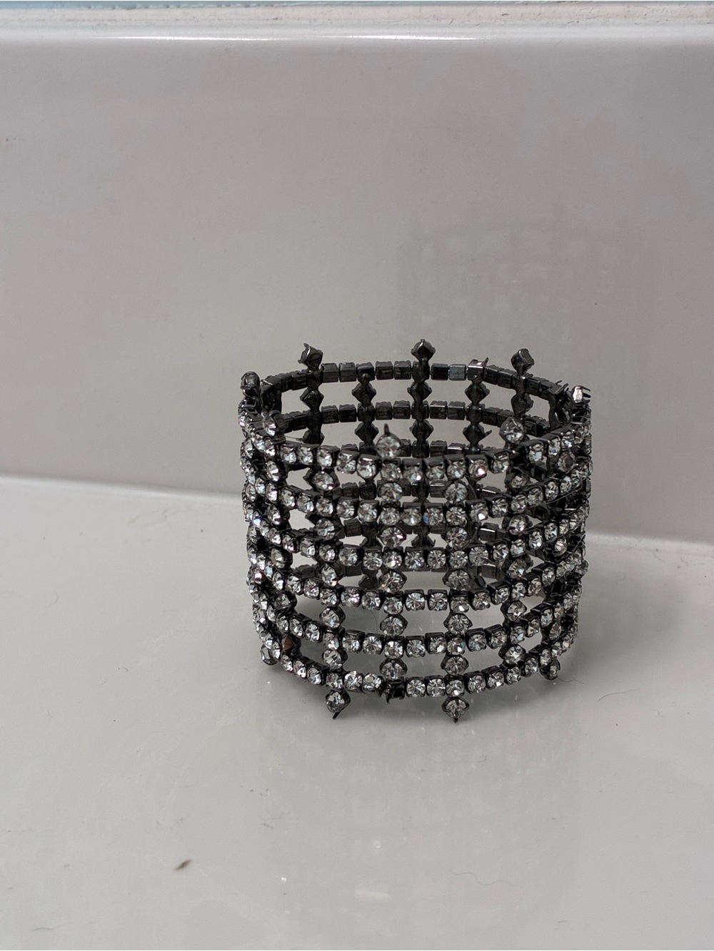 Vintage STACKED SIGNIFICANCE - BLACK GUNMETAL STRETCHY BRACELET - PAPARAZZI